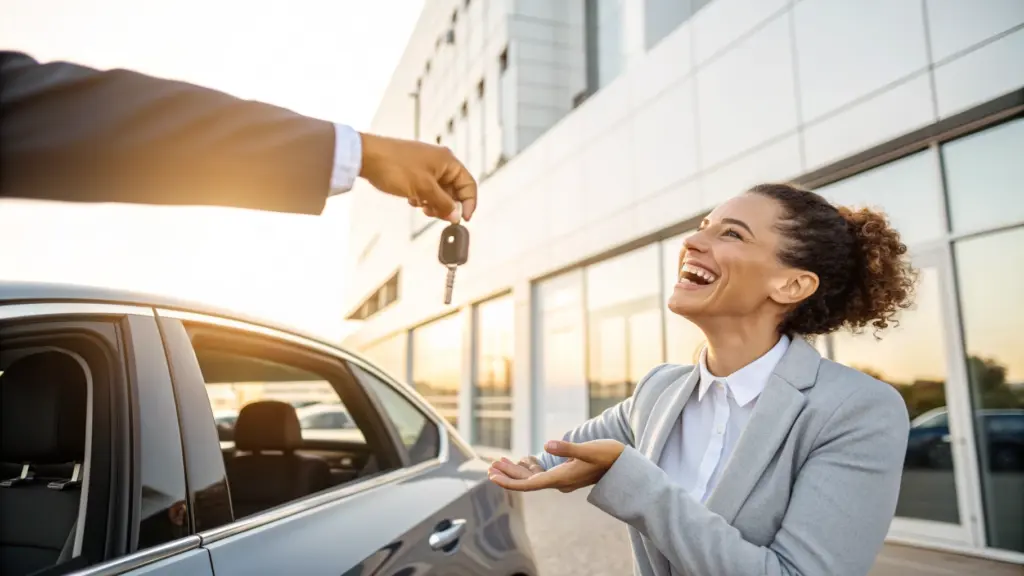 Persona feliz recibiendo las llaves de su nuevo vehículo financiado en Colombia